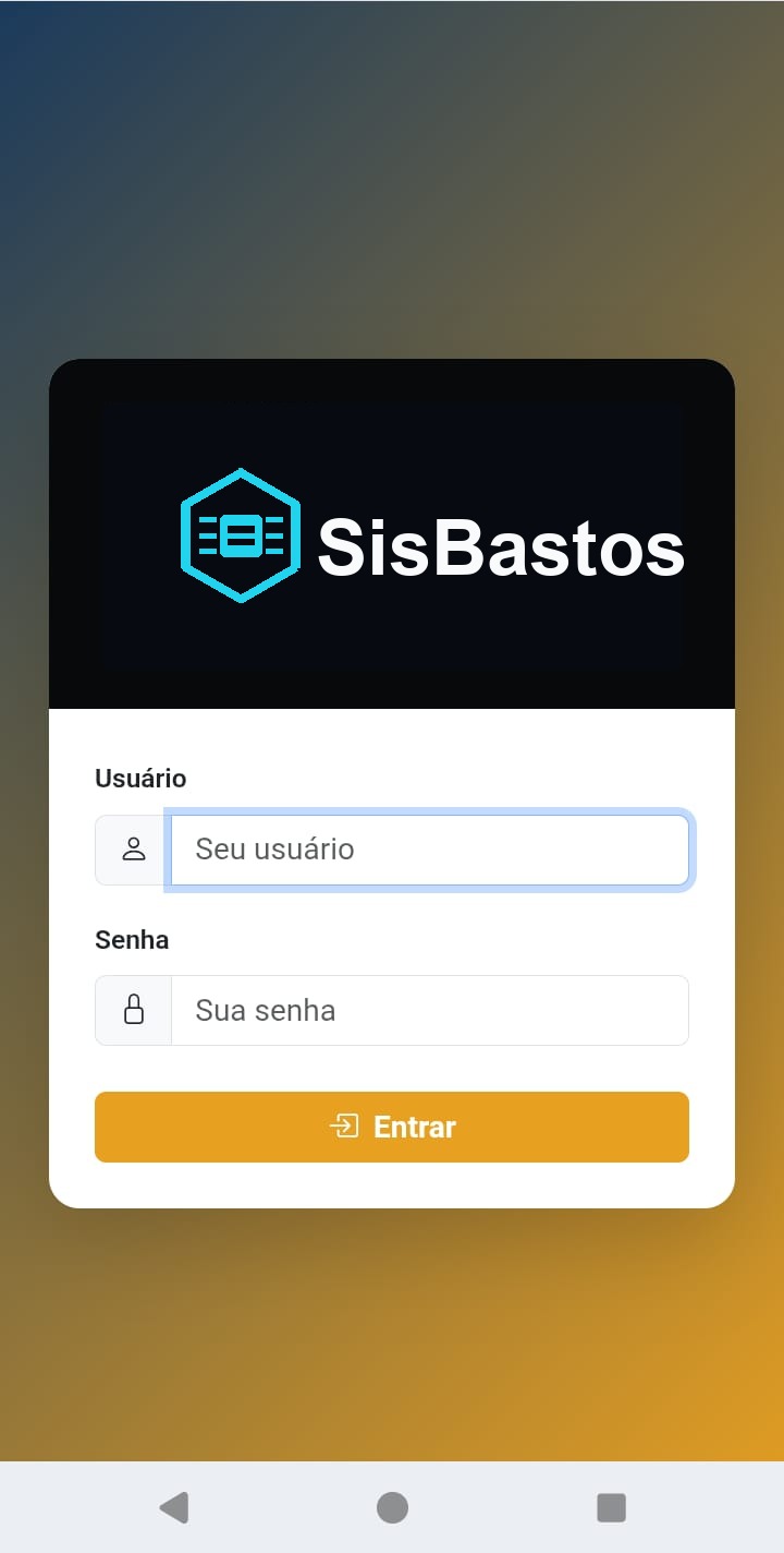 Tela de login do sistema de tornearia com logo SisBastos